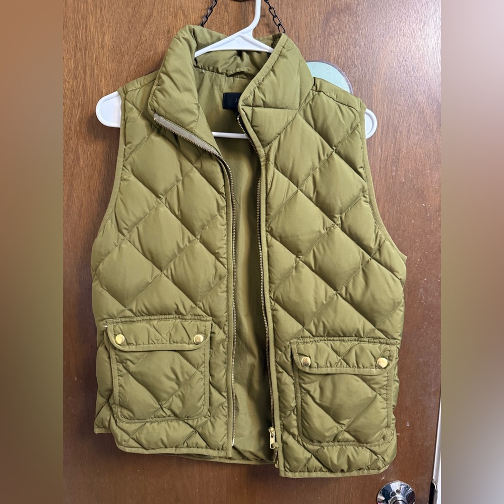 J. Crew Olive Green Quilted Puffer Vest